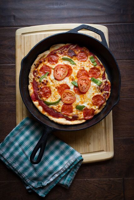 cast iron pan-cooked meal